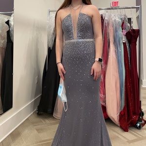 Sparkly blue/grey mermaid Prom dress w/rhinestones